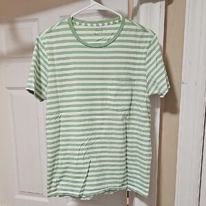 Club Monaco Green Striped Short Sleeve Tee